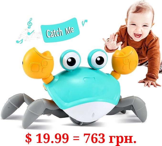 control future Crawling Crab Baby Toy - Infant Tummy Time Toys 3 4 5 6 7 8 9 10 11 12 Babies Boy 3-6 6-12 Learning Crawl 9-12 12-18 Walking Toddler 36 Months Old Music Development 1st Birthday Gifts