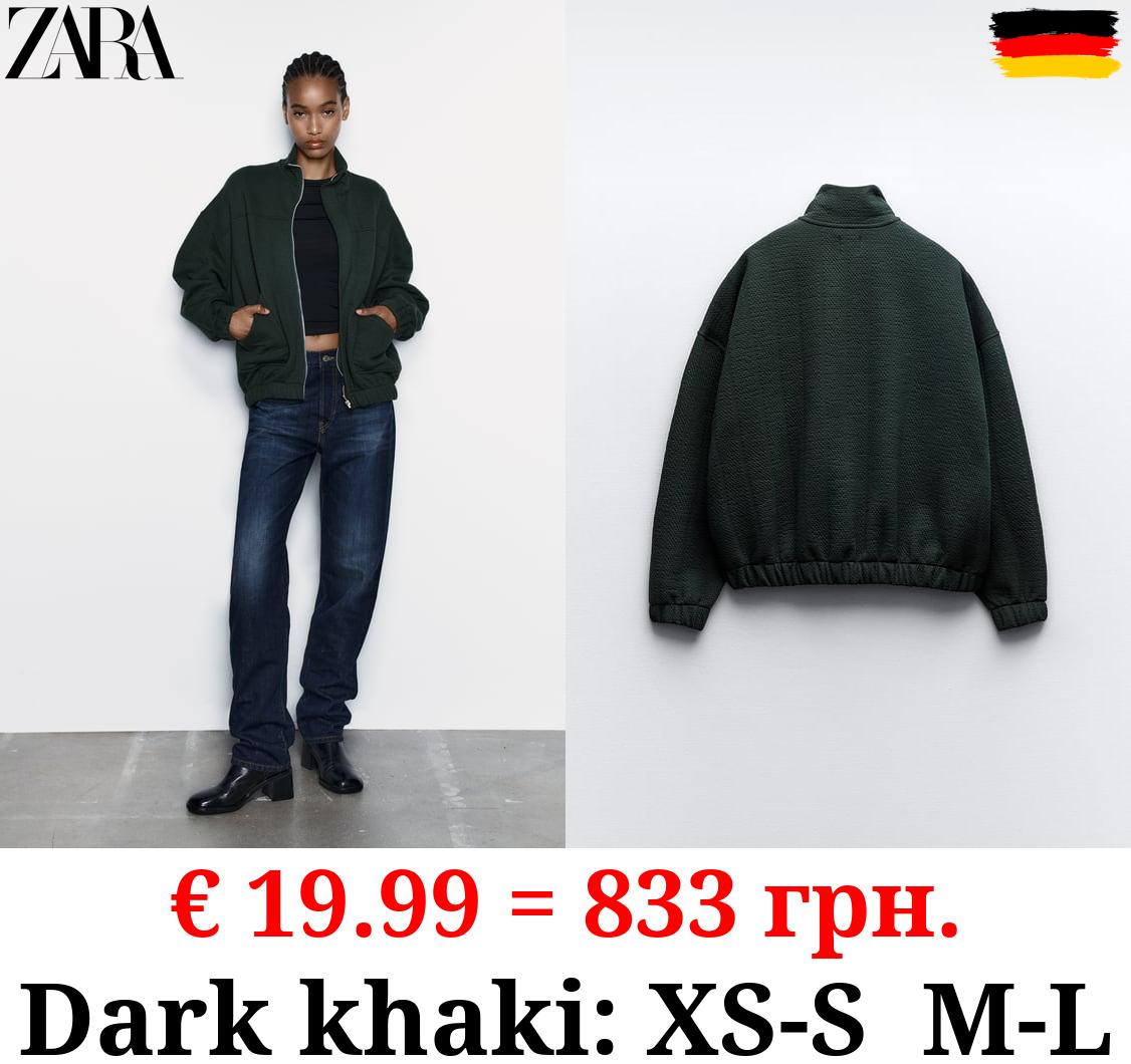 TEXTURED OVERSIZED BOMBER JACKET