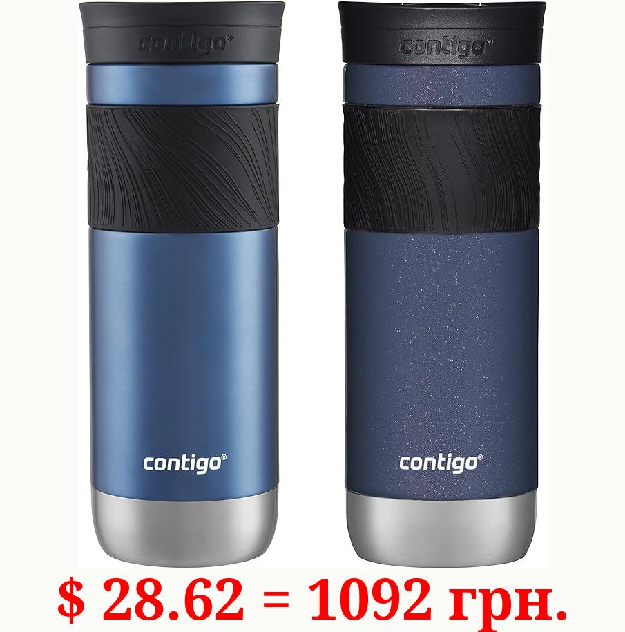 Contigo 20oz Vacuum-Insulated Stainless Steel Leak-Proof Travel Mug, Keeps Drinks Hot/Cold - 2-Pack Blue Corn & Midnight Berry