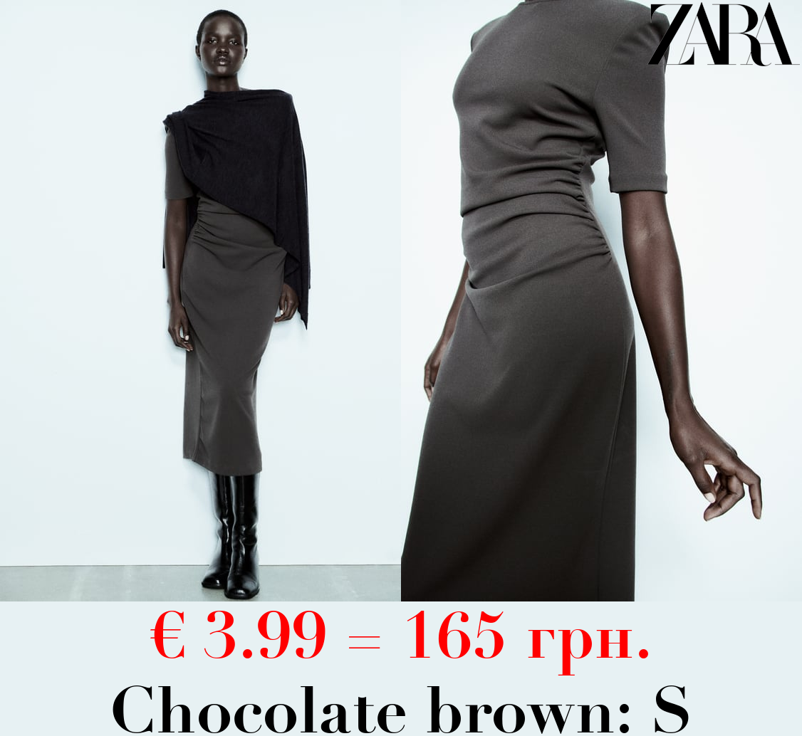 DRAPED DRESS WITH SHOULDER PADS