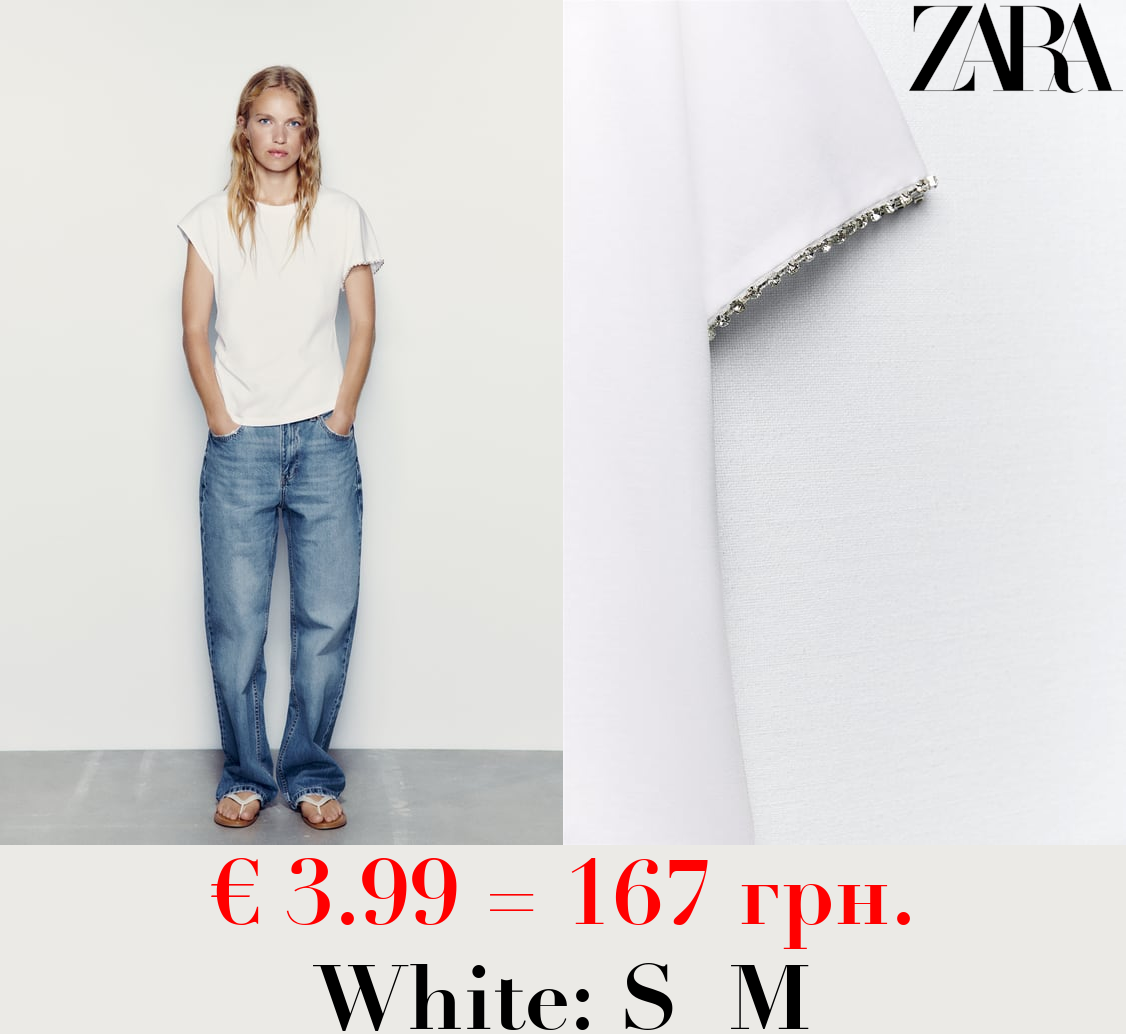 GATHERED RHINESTONE T-SHIRT