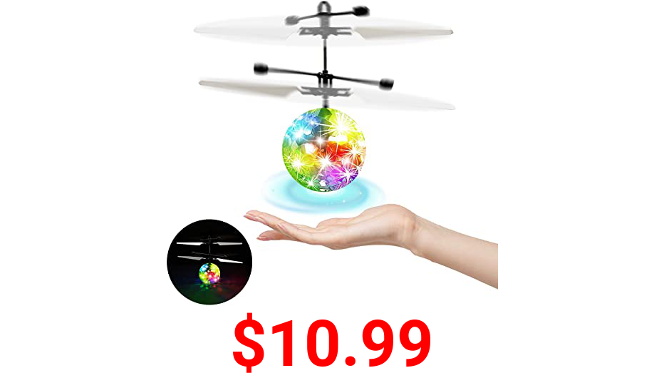 Flying Ball Kids Toys Flying Toys for Kids Hand Control LED Disco Lights RC Flying Drone Toys for Boys Girls 7 8 9 10 11 12 Birthday Indoor Outdoor Rechargeable