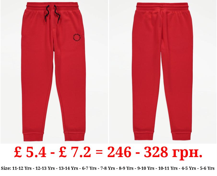 Red Limited Division Slogan Joggers