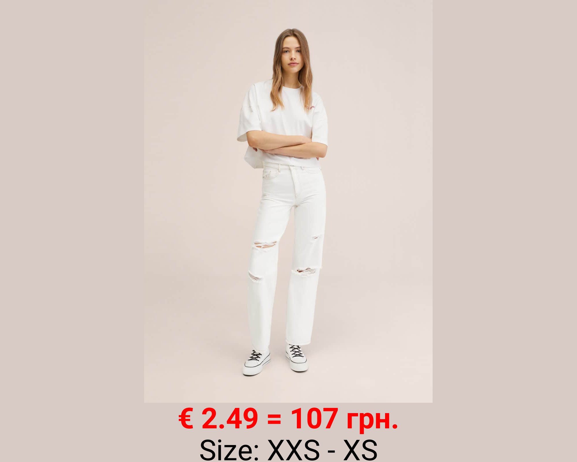 Jeans wideleg rotos decorativos