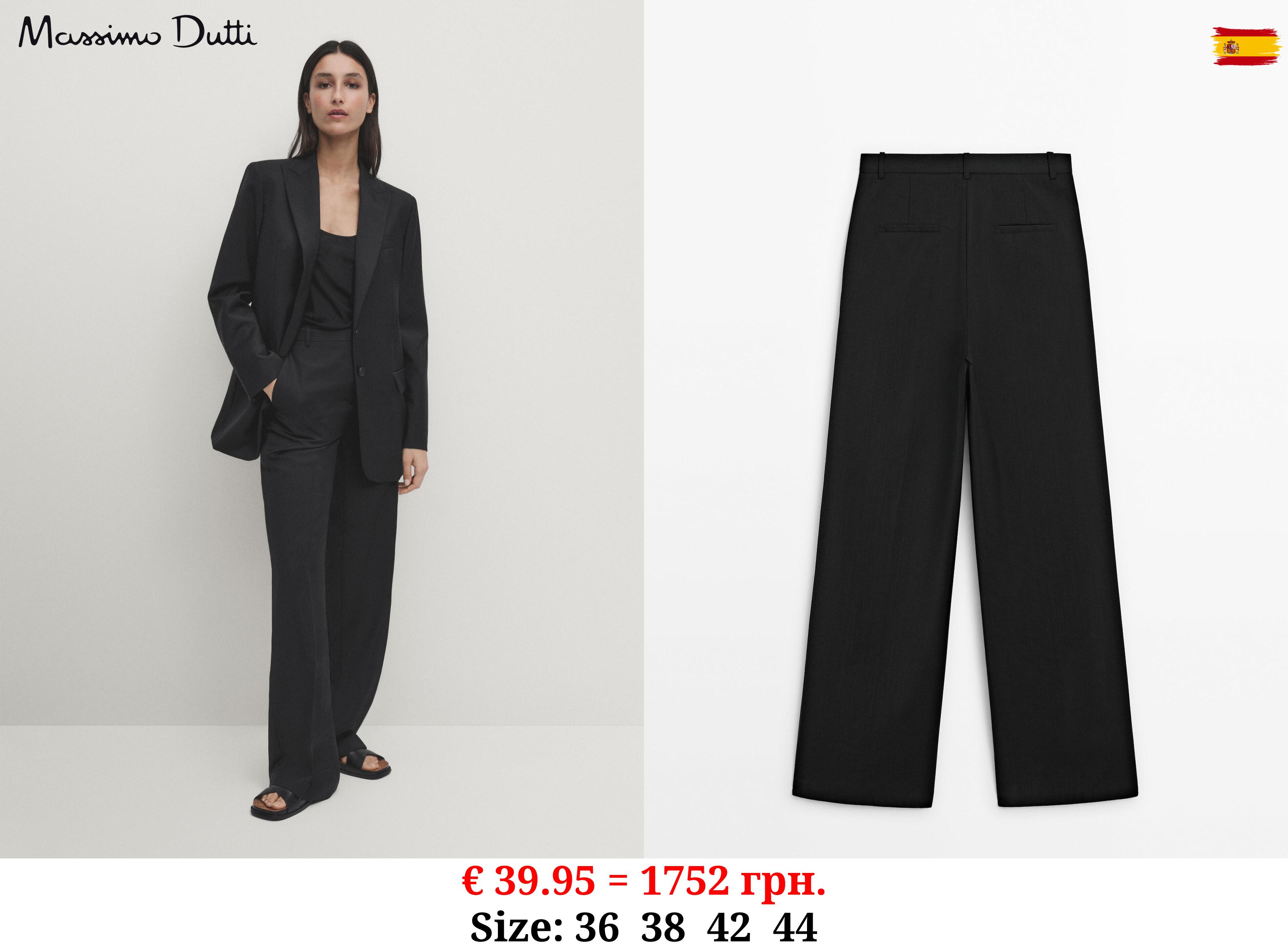 100% cool wool suit trousers BLACK