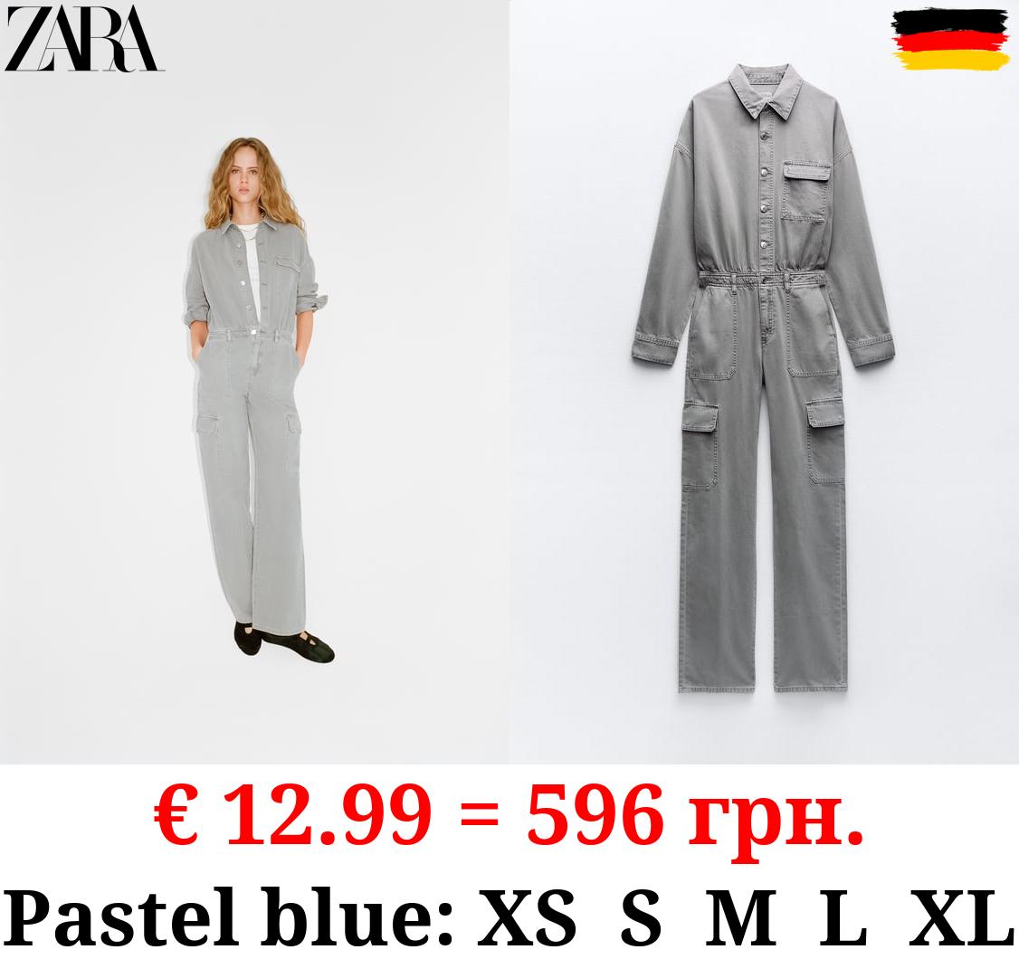 TRF FADED-EFFECT DENIM JUMPSUIT