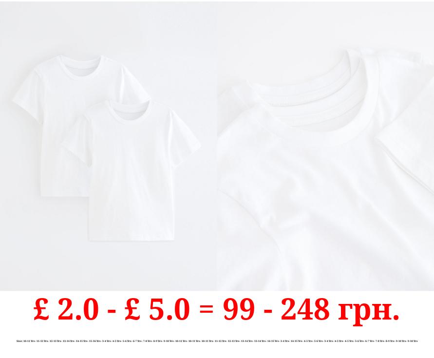 White Crew Neck School T-Shirt 2 Pack