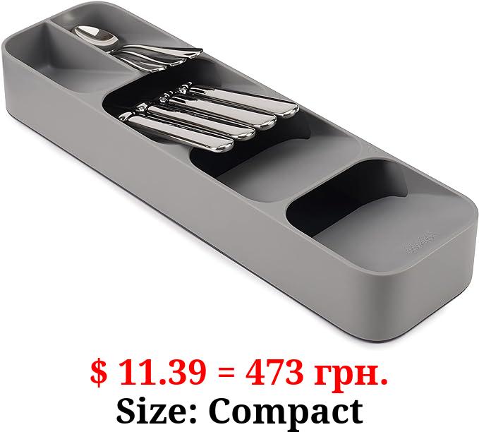 Joseph Joseph DrawerStore Compact Utensil Organizer For Kitchen Drawer Silverware, Flatware Tray, Small, Grey