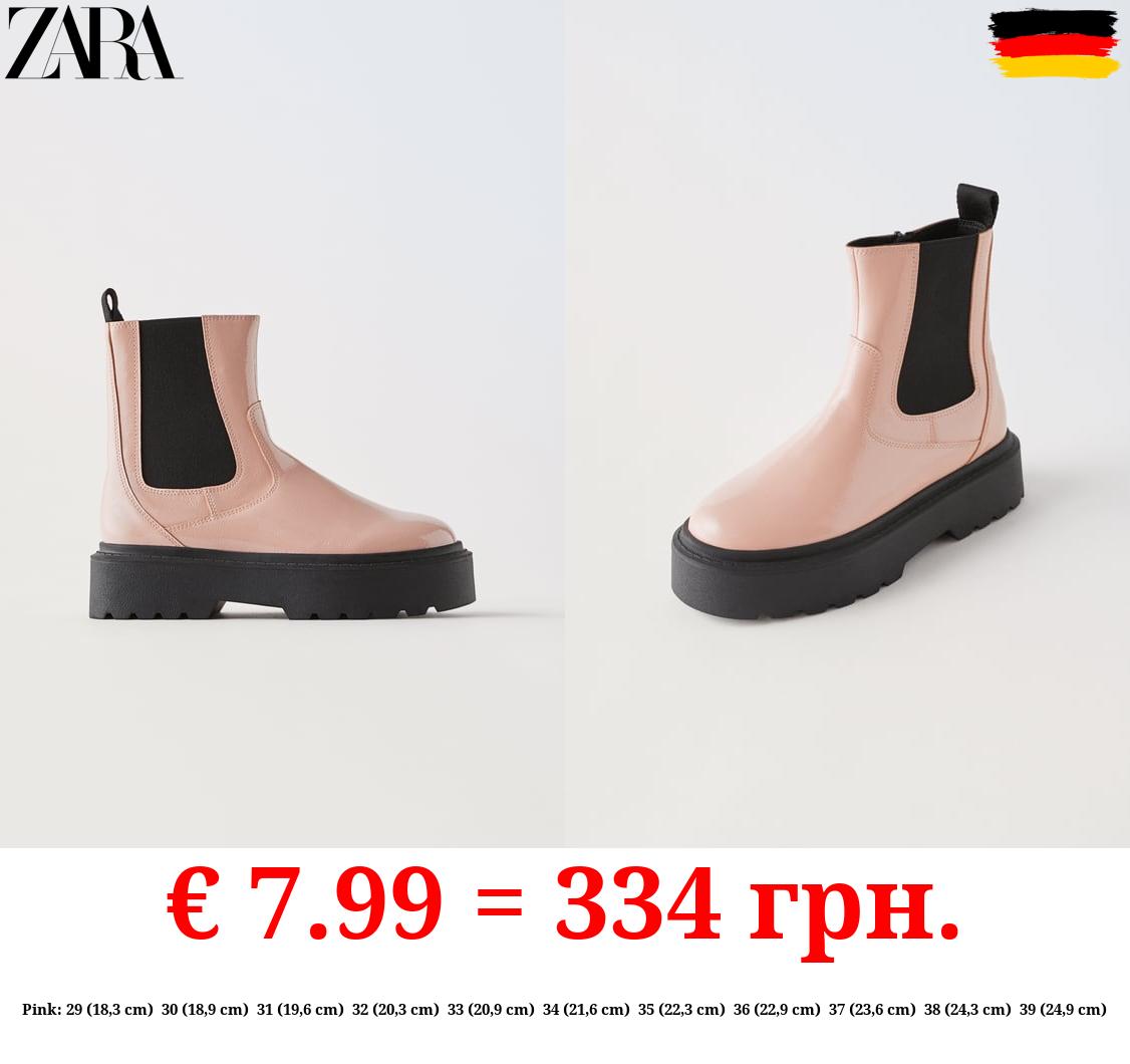 FAUX PATENT CHELSEA BOOTS