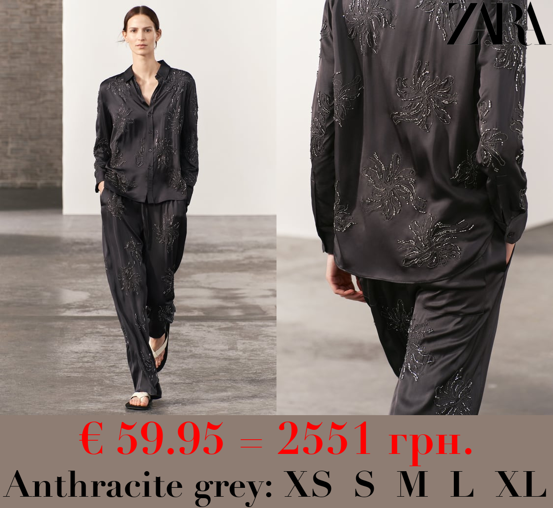 ZW COLLECTION BEADED EMBROIDERY TROUSERS