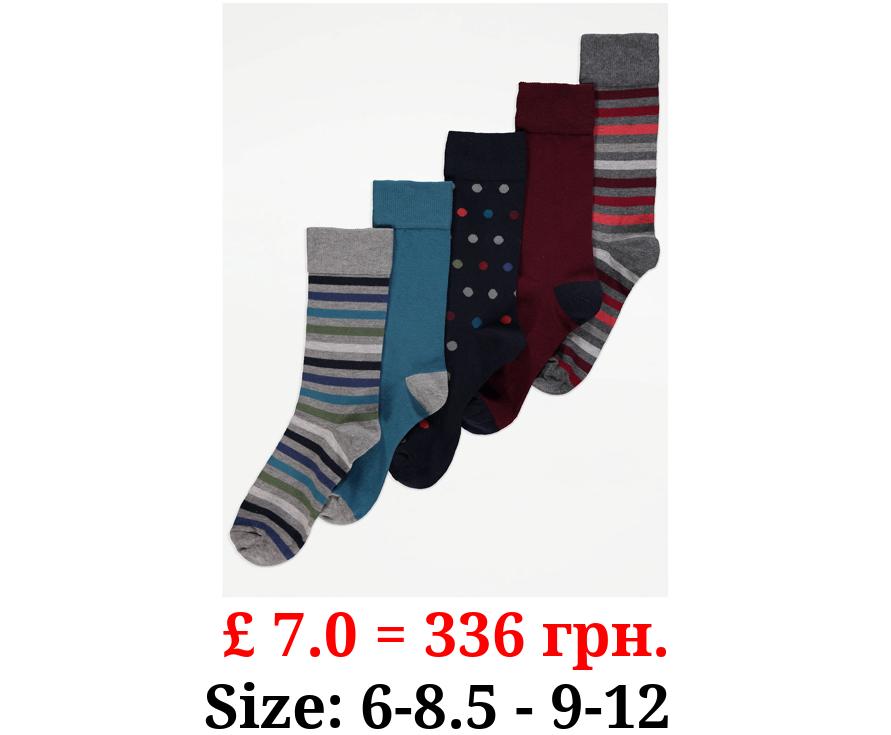 Patterned Feel Fresh Ankle Socks 5 Pack