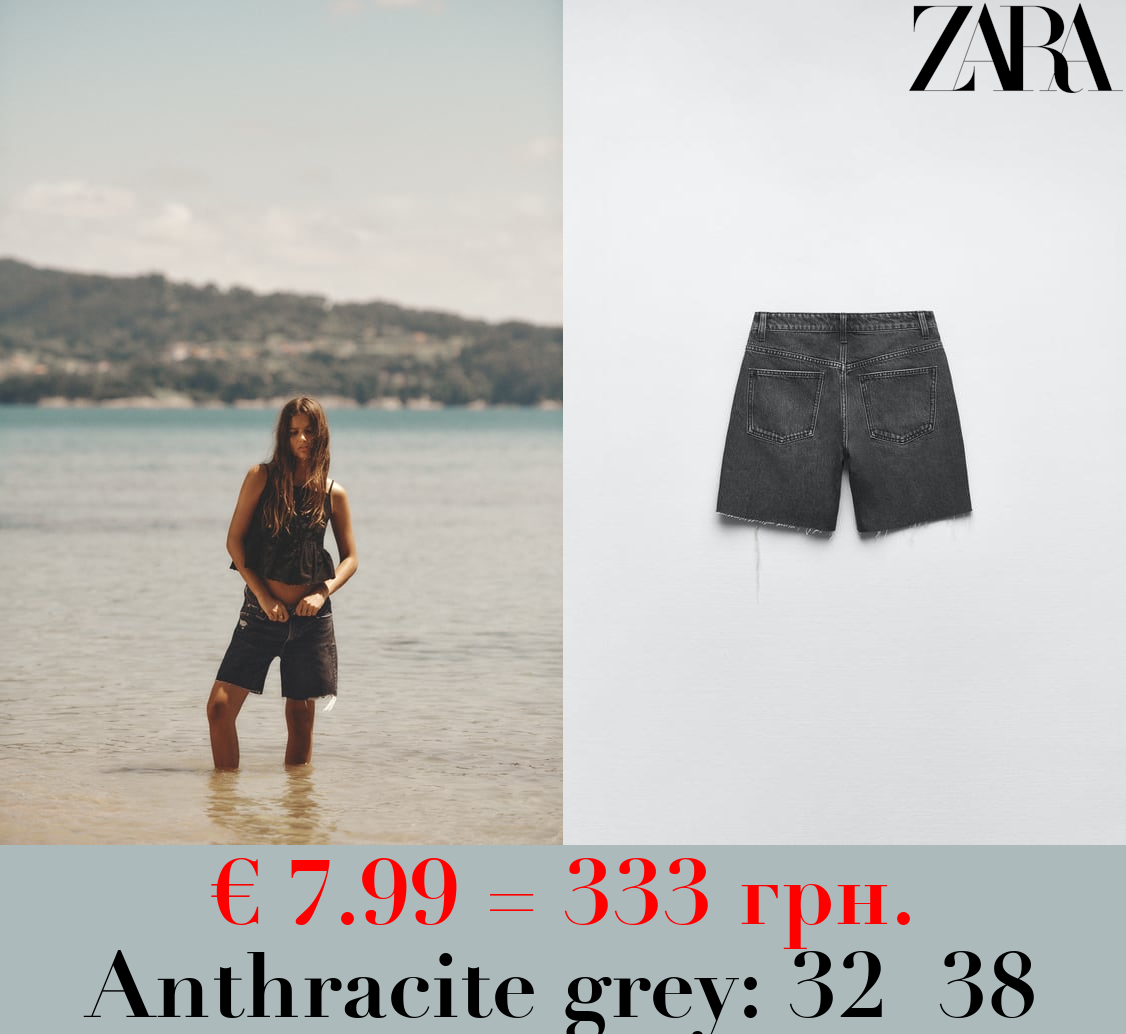 LOOSE FIT DENIM TRF BERMUDA SHORTS