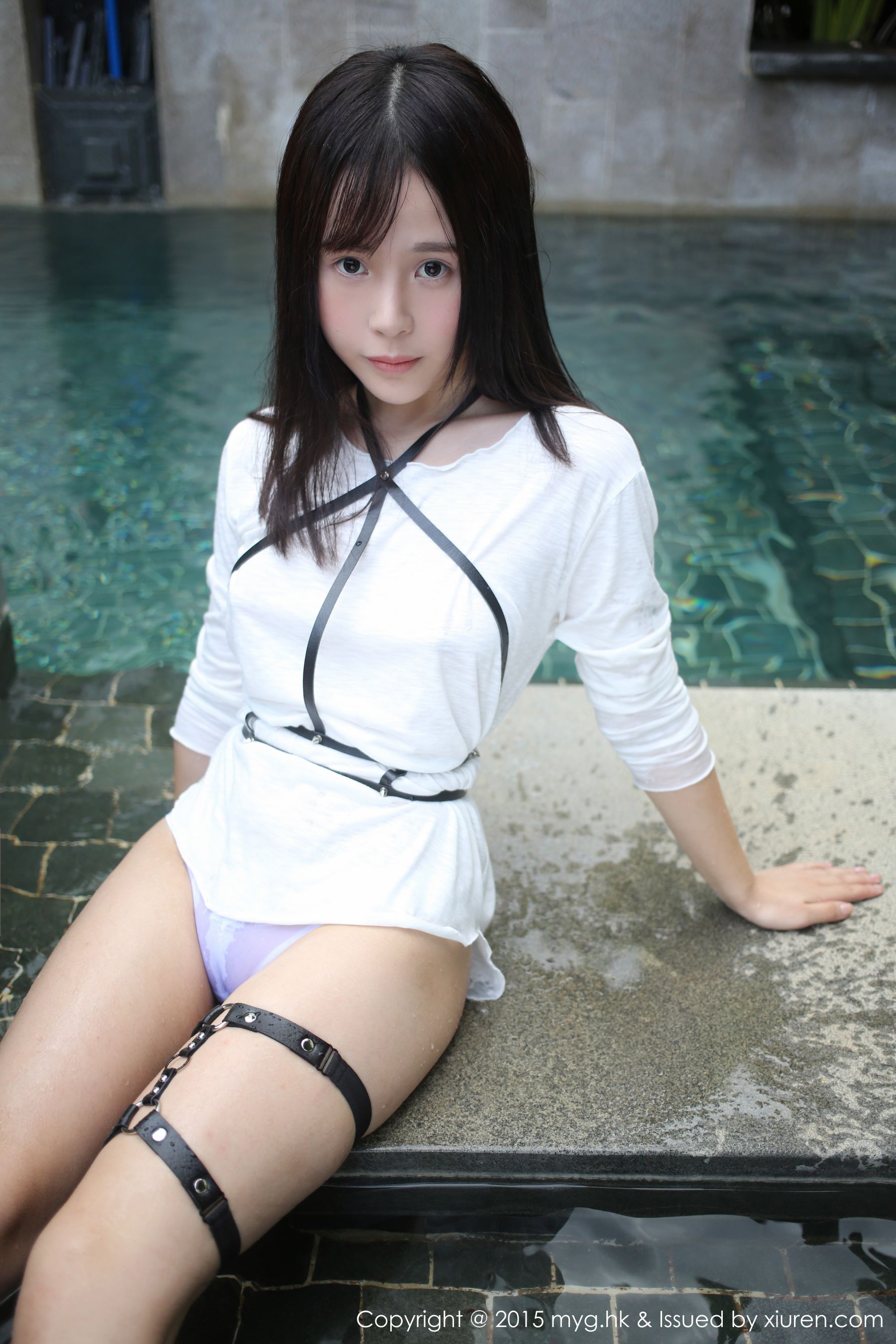 Evelyn艾莉《黑丝吊袜+泳池湿身》_[美媛馆MyGirl]_Vol.170-写真图集共51P 5