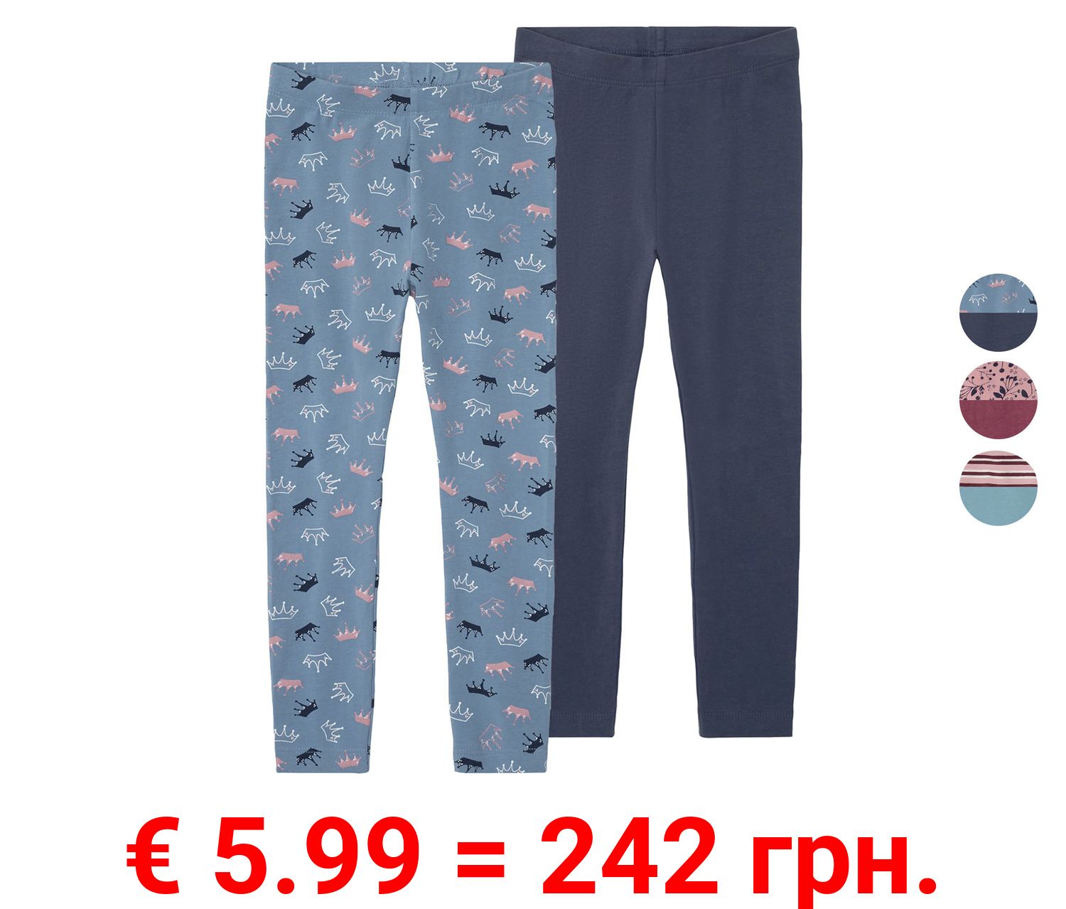 lupilu® Kleinkinder Leggings, 2 Stück, mit hohem Baumwollanteil