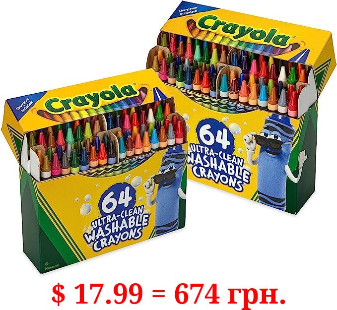 Crayola Washable Crayons - 64 Count (2 Boxes), Bulk Crayons for Kids, Crayon Set, Holiday Gift for Kids, Stocking Stuffer, Ages 3+ [Amazon Exclusive]