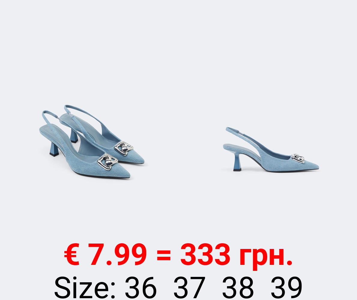 High-heel denim shoes