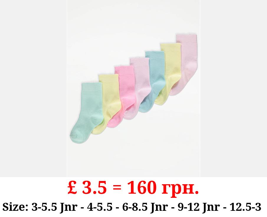 Assorted Pastel Cotton Rich Ankle Socks 7 Pack