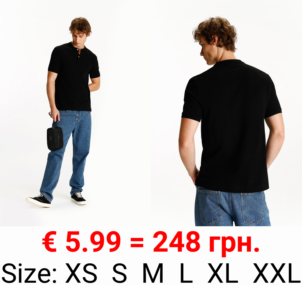 Mandarin collar polo shirt