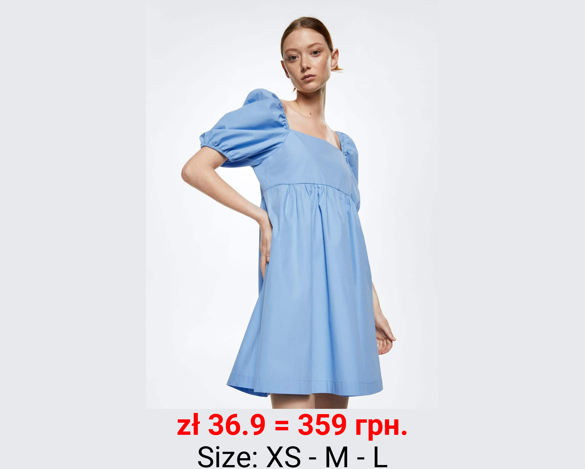 Vestido algodón manga abullonada