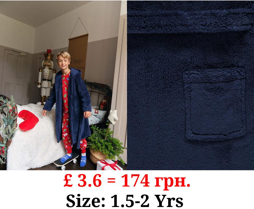 Navy Fleece Dressing Gown