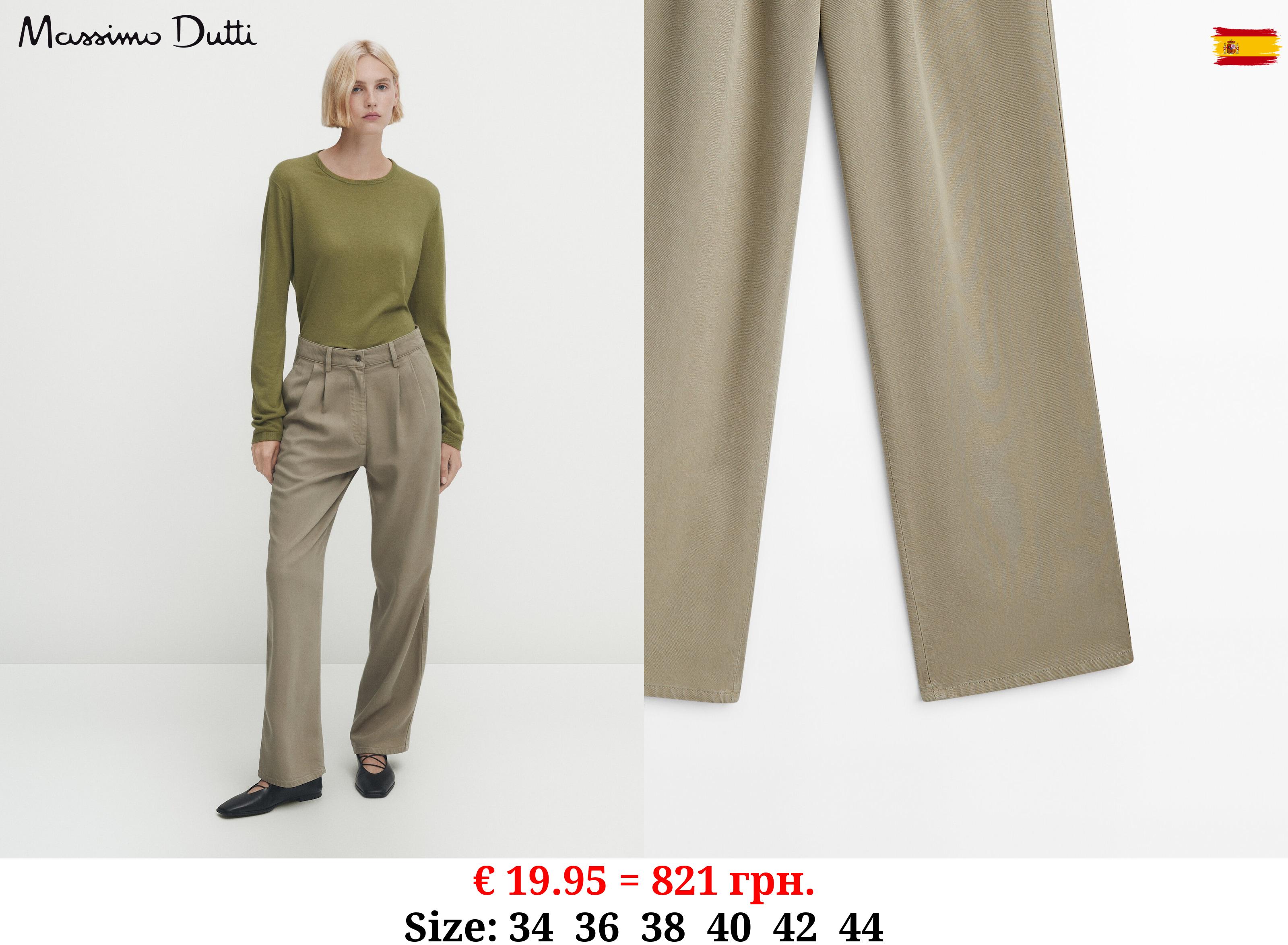 Loose-fit lyocell trousers PALE GREEN