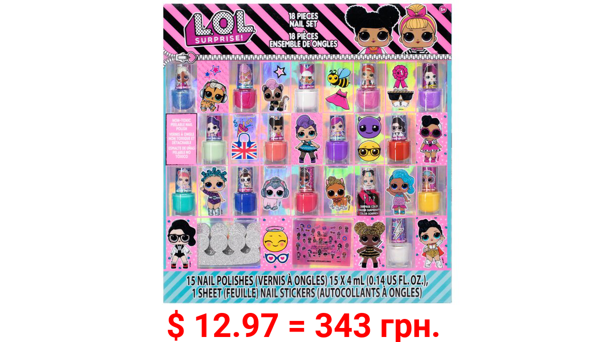 L.O.L Surprise! Townley Girl Nail Polish & Accessories Make-up Set for Girls, 18 CT