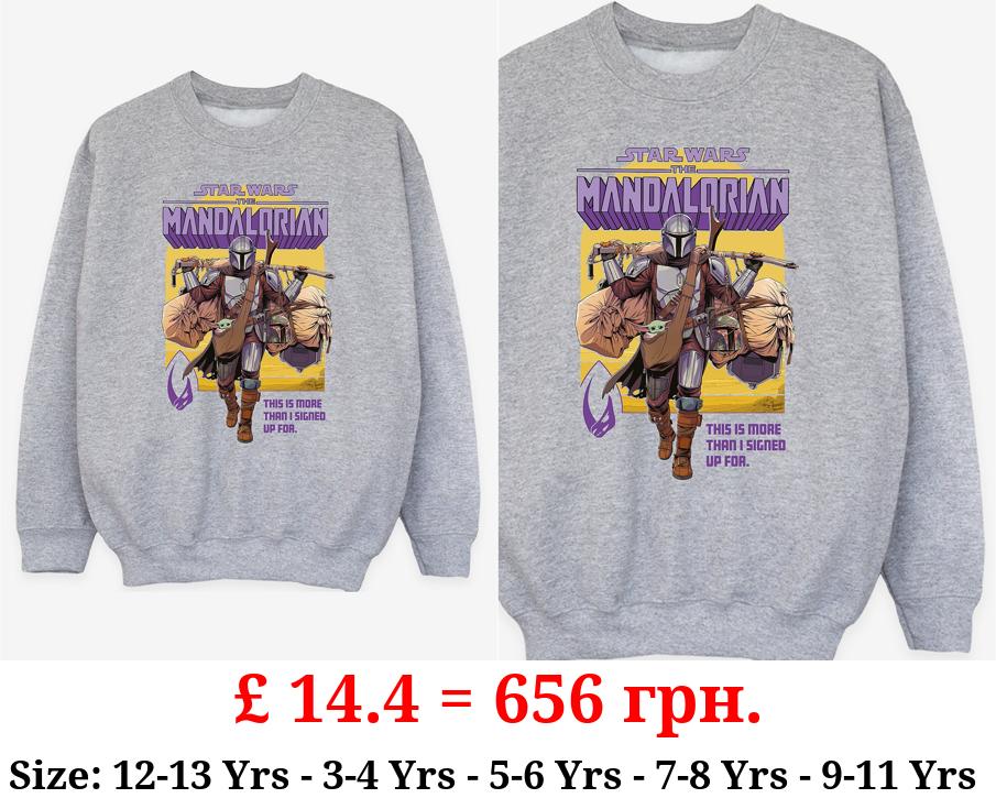 NW2 The Mandalorian Signed Up Slogan For Kids Grey Sweatshirt