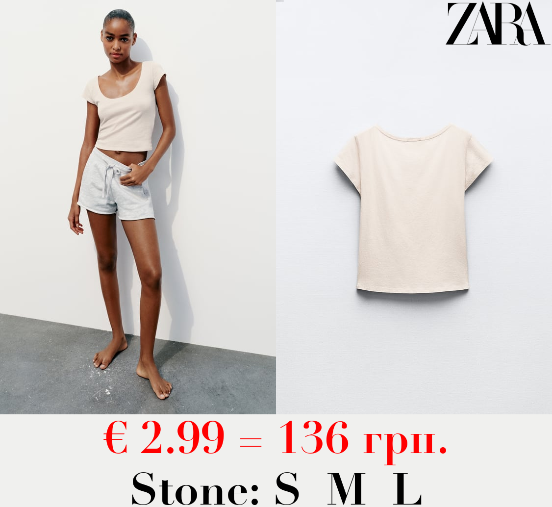 SLUB KNIT CROPPED T-SHIRT