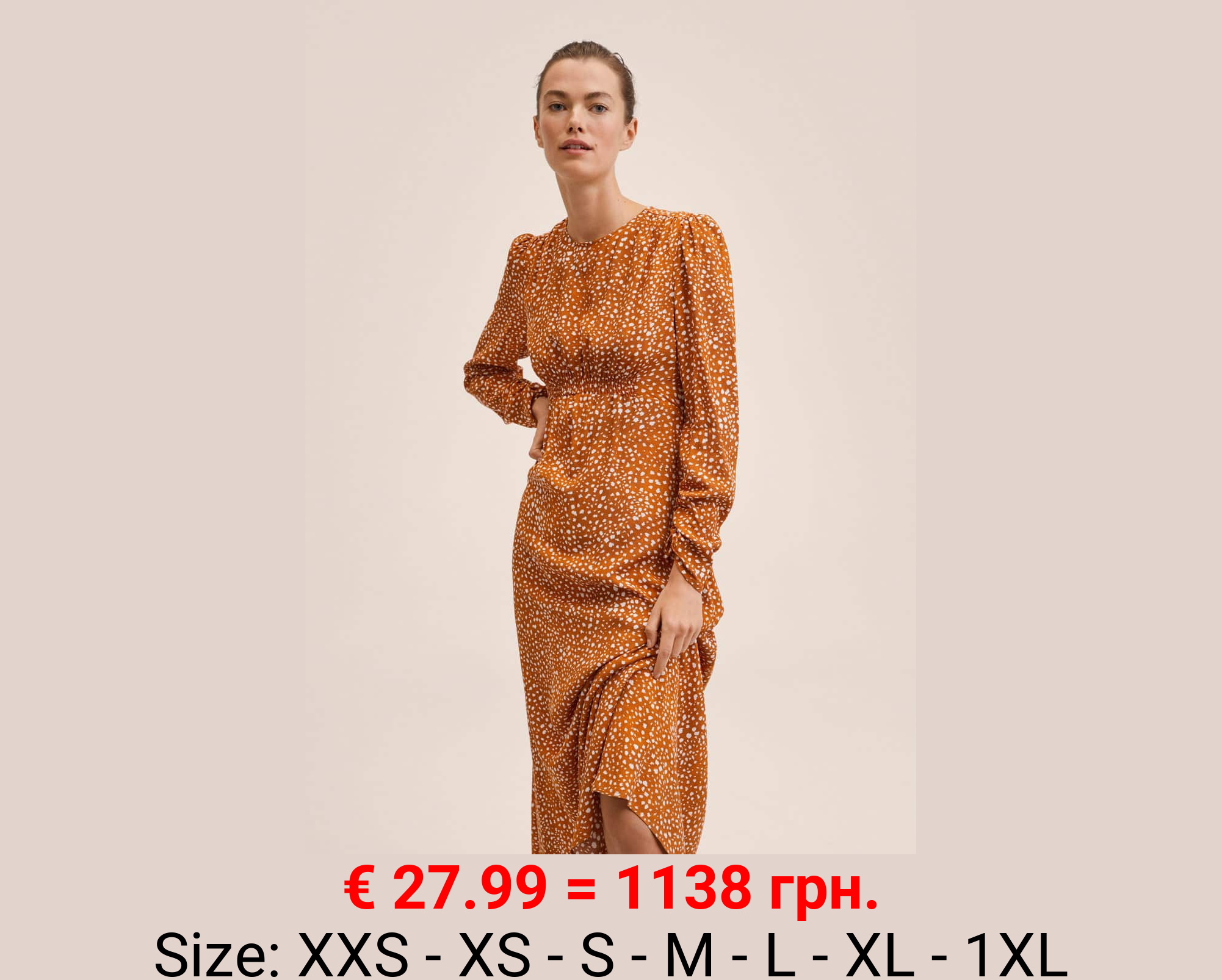 Vestido estampado manga abullonada