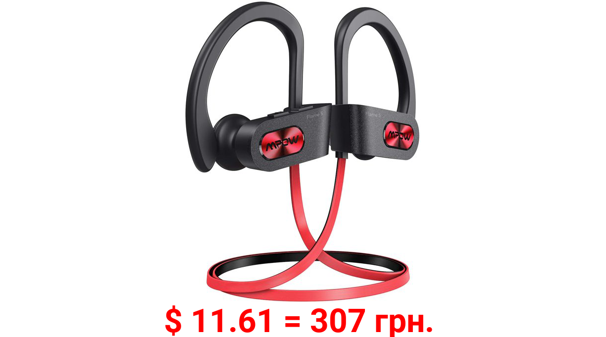 Mpow True Wireless Bluetooth Earbuds Sport, Flame S aptX-HD Bass+ Loud Sound, Bluetooth 5.0 12H Playtime Headphones, IPX7 Waterproof, cVc8.0 Noise Cancelling Mic W/Carrying Case, Red