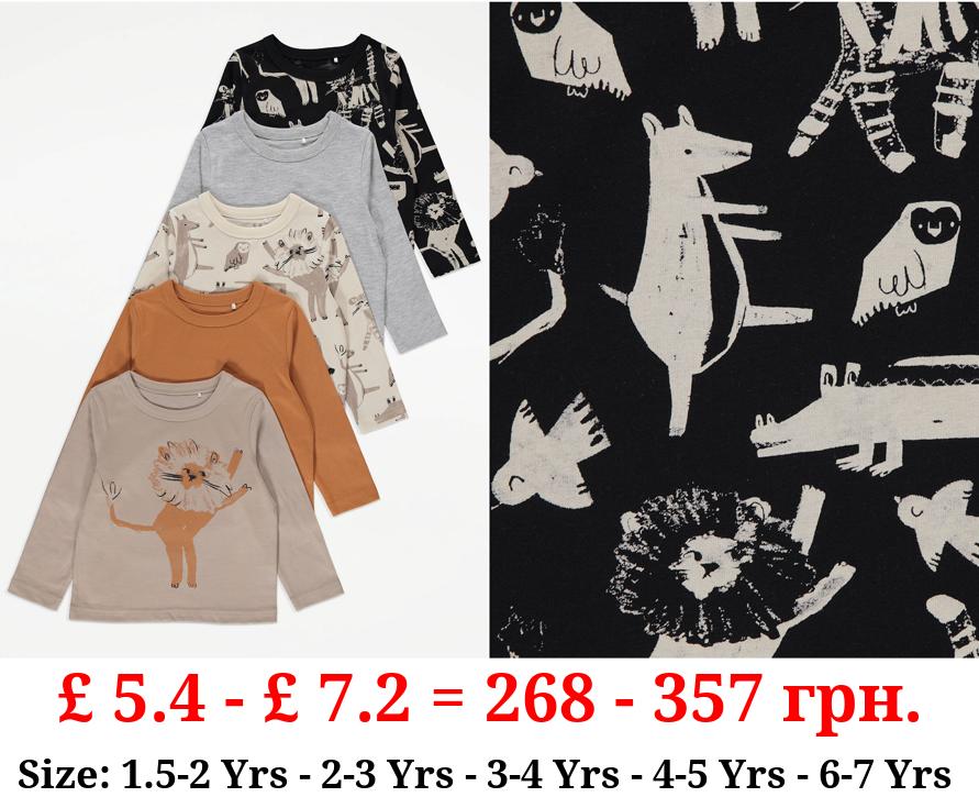 Animal Print Long Sleeve Tops 5 Pack