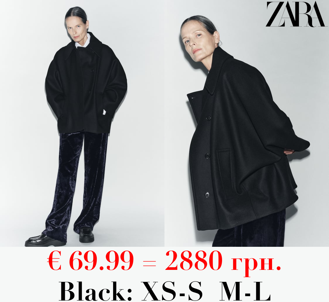 ZW COLLECTION CROPPED MANTECO WOOL COAT