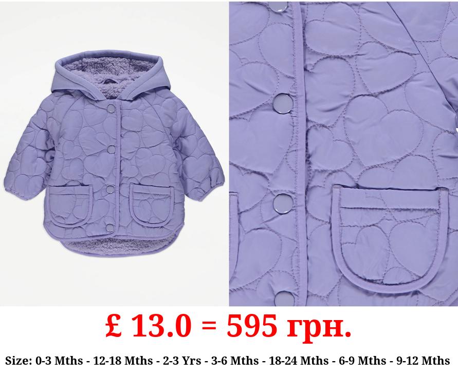 Lilac Heart Quilted Coat