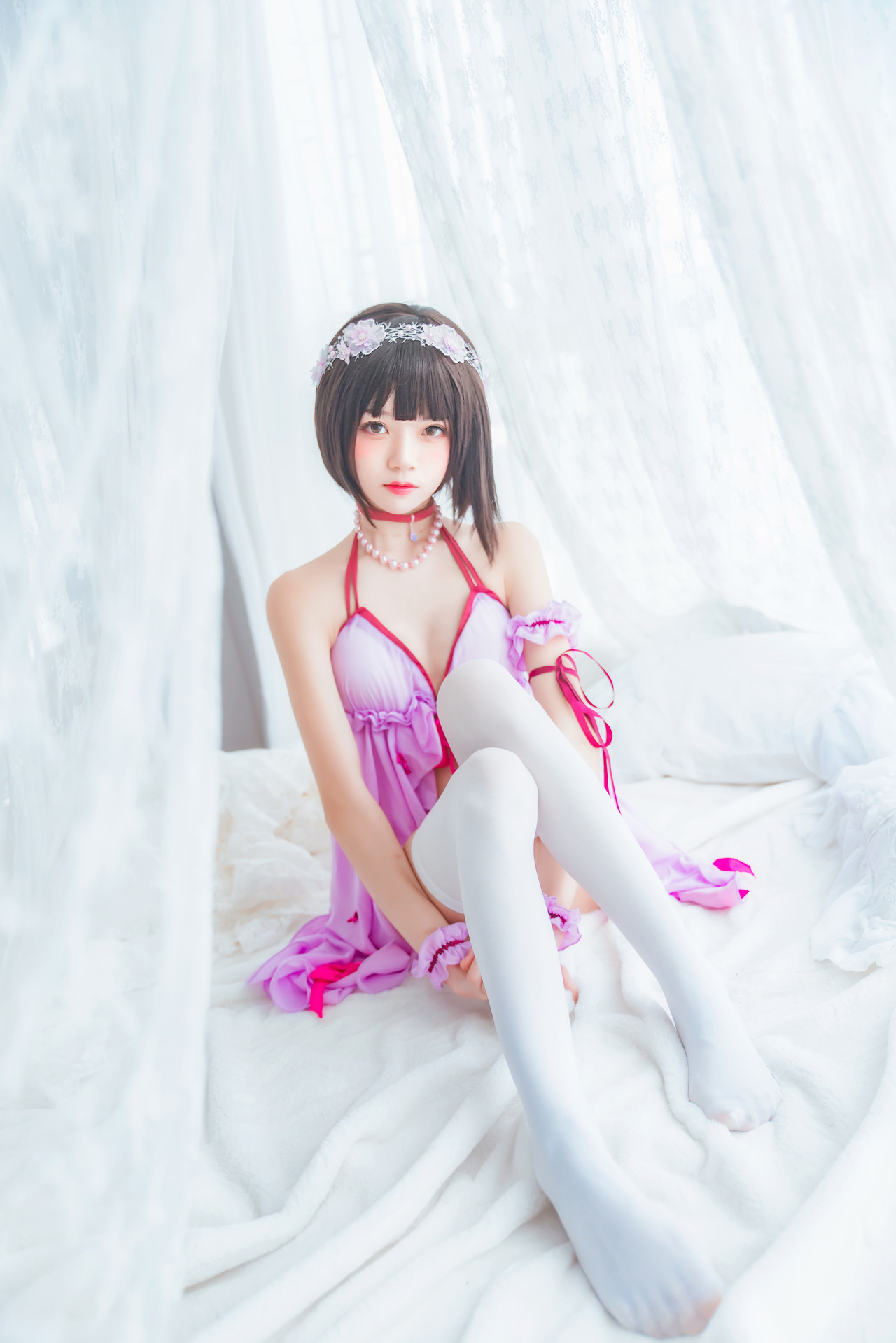 [桜桃喵] 加藤惠 Megumi Kato 紫色小睡裙 6