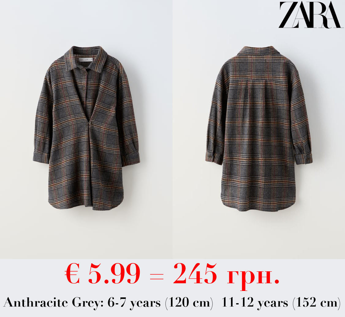 CHECKED CROSSOVER DRESS