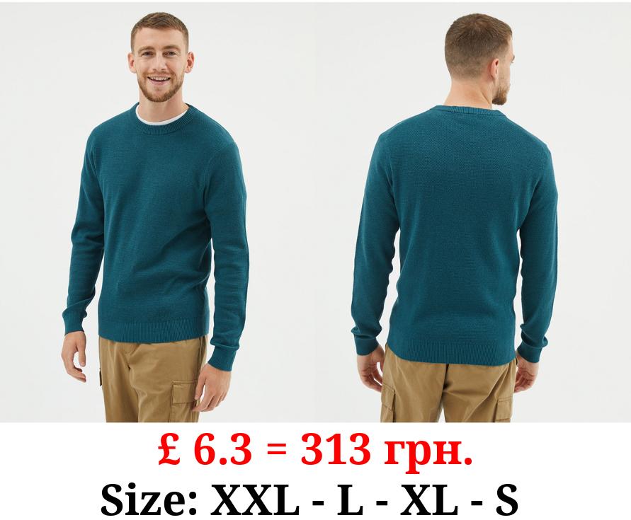 Teal Knitted Crew Neck Jumper