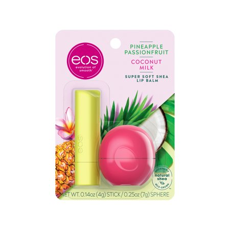 eos Super Soft Shea Lip Balm Stick & Sphere - Pineapple Passionfruit and Coconut Milk, 0.39 oz, 2 count