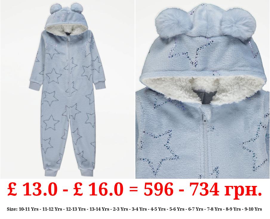Blue Star Foil Fleece Onesie