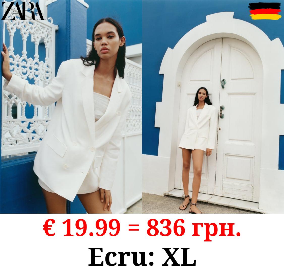 DOUBLE-BREASTED LINEN BLEND BLAZER