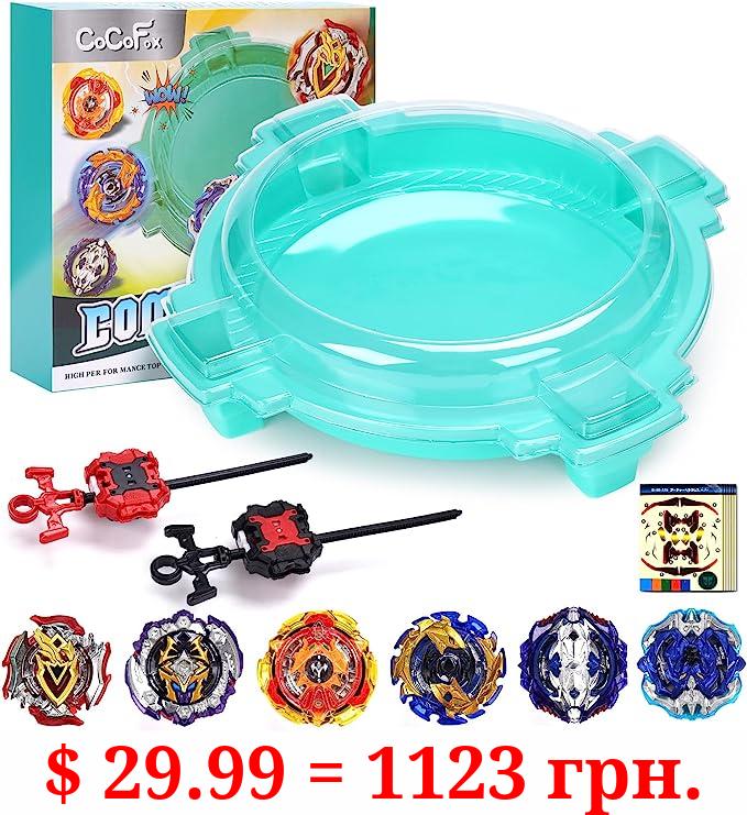 Bey Battling Top Burst Toy Blade Set Game Complete Battle Game Set with Stadium, 6 Battling Tops and 2 Launchers, Toys for 6 Year Old Boys & Girls & Up