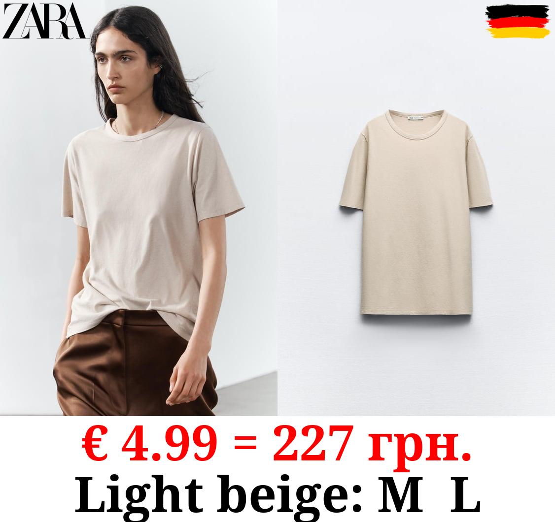 COTTON AND LINEN BLEND T-SHIRT