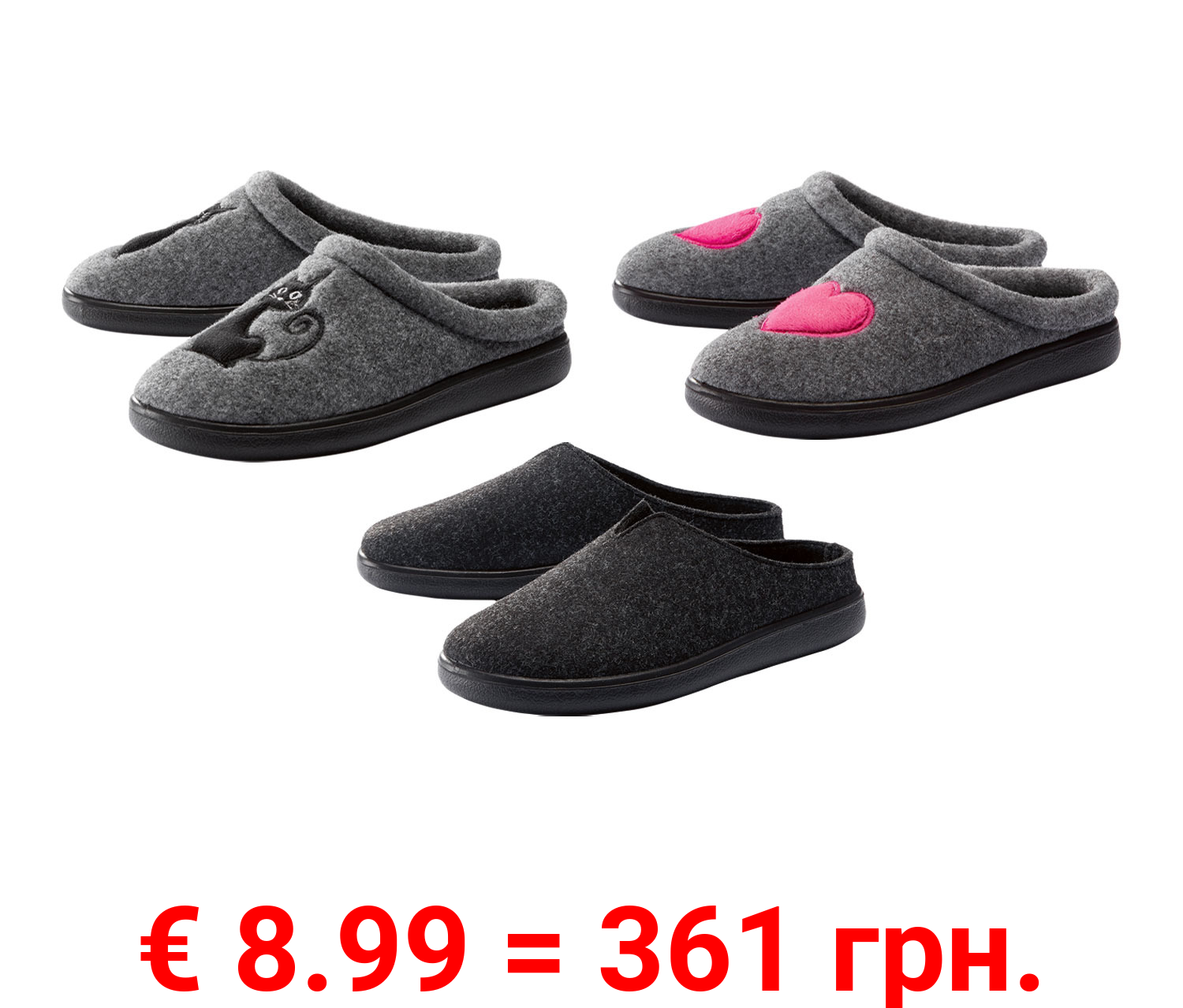 esmara® Damen Hausschuhe in Filz-Optik