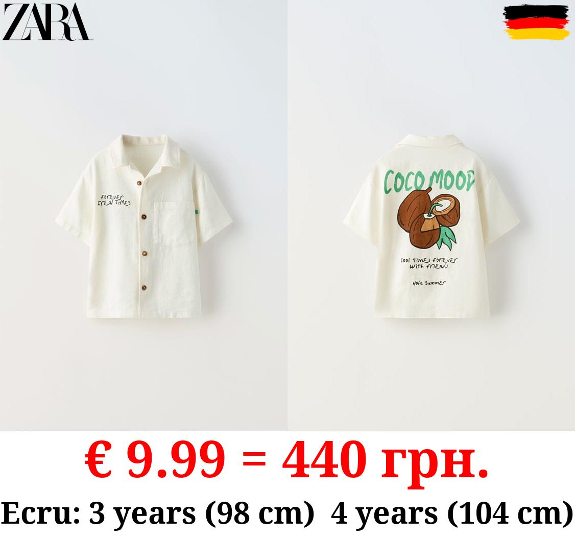 LINEN BLEND PRINTED SHIRT