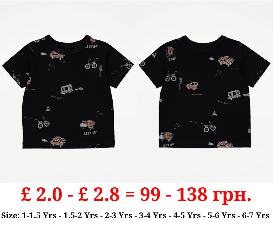 Black Vehicle Sketch T-Shirt