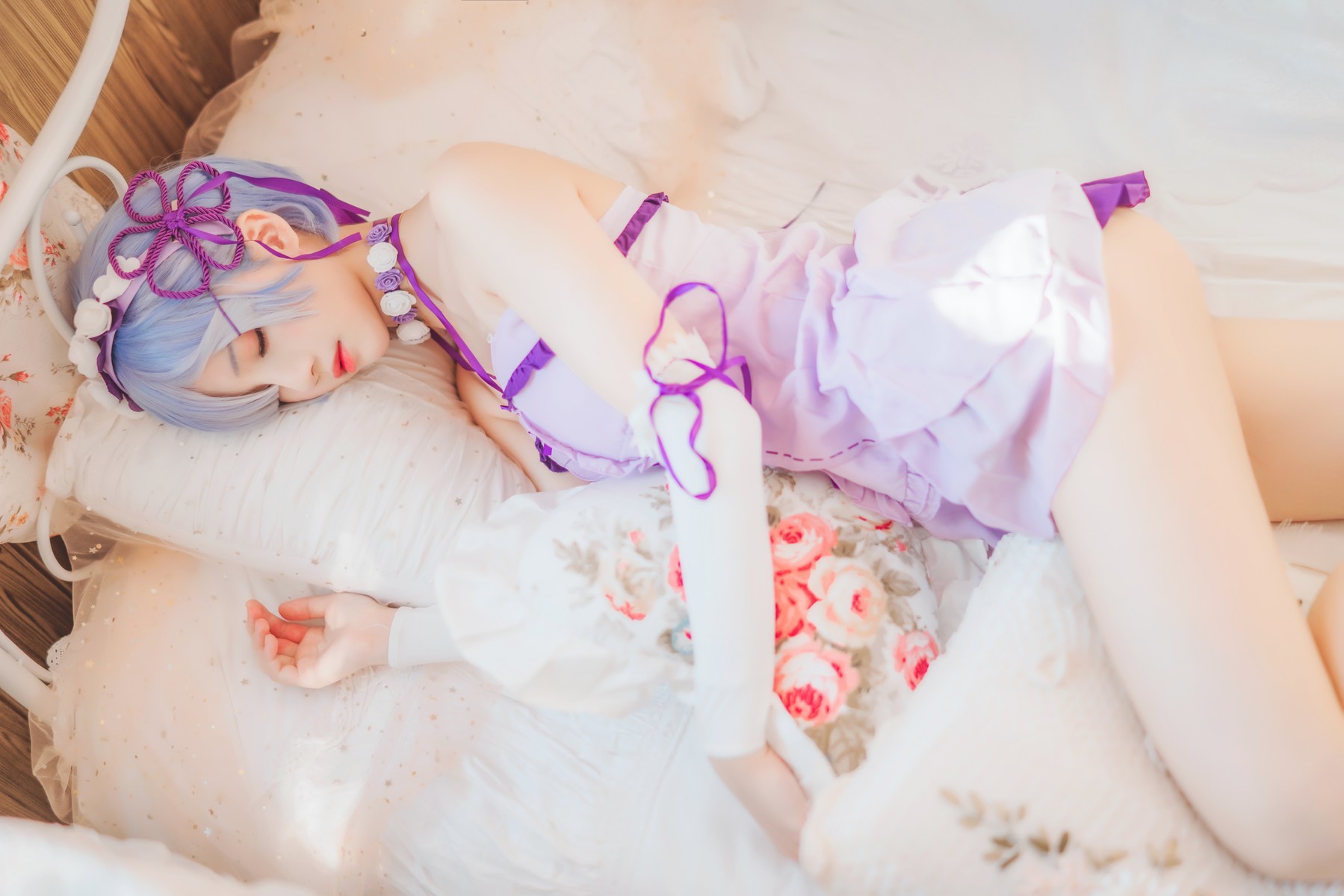 Cosplay 桜桃喵 蕾姆睡裙 8