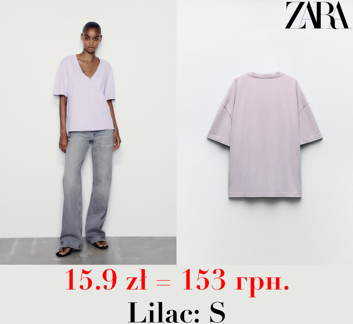 FADED-EFFECT V-NECK T-SHIRT