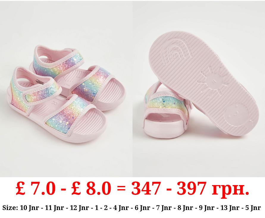 Pink Rainbow Glitter Sandals