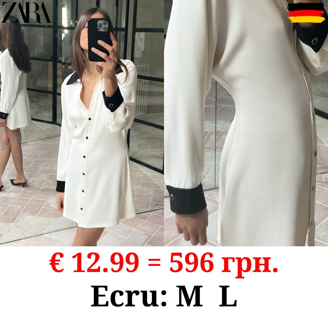 SHORT DRESS WITH CONTRAST TRIMS