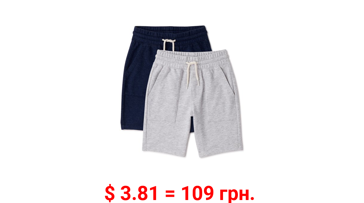 Wonder Nation Boys Knit Shorts 2-Pack, Sizes 4-18 & Husky