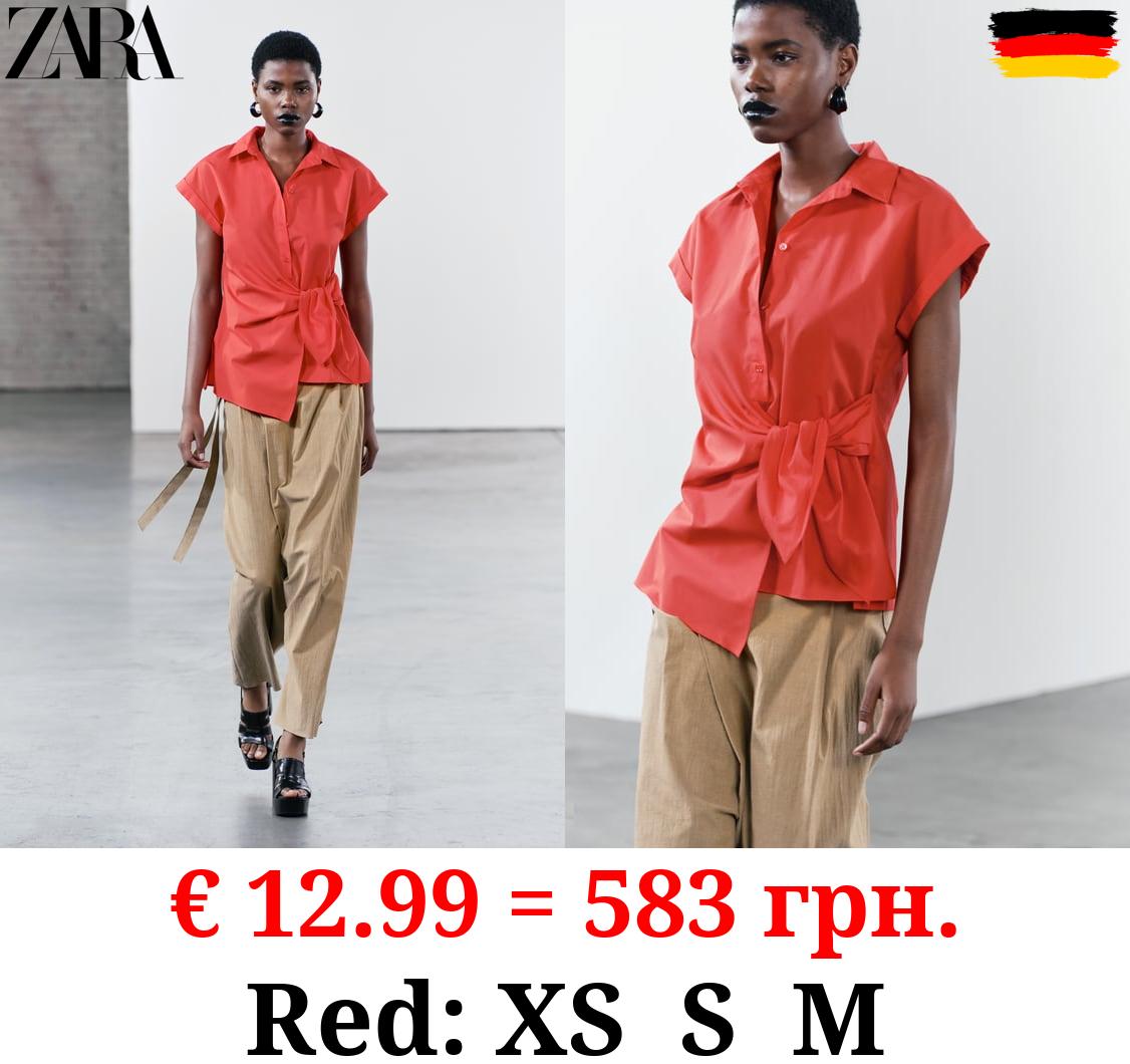 ZW COLLECTION POPLIN SHIRT WITH KNOT DETAIL